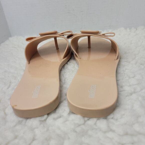 Melissa Babe Women's Slide Sandals Size 6 Pink Open Toe Bow Accent Slip On Shoe - Picture 4 of 9